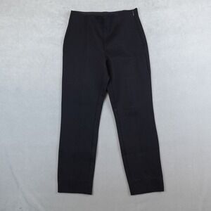 Quince Ultra-Stretch Ponte Pintuck Ankle Pants Black Sz Small Straight Side Zip